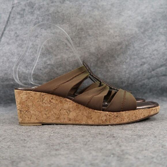 Donald Pliner Shoes Women 9 Wedge Sandal Fashion Slip On Square Toe Cork Classic - Picture 14 of 14